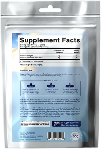 Vista 8 de Vitamatic Calostro bovino + colágeno en polvo, suplemento para la salud intestinal, crecimiento del cabello, belleza, recuperación muscular y apoyo