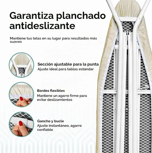 Vista 2 de Home Intuition Funda para tabla de planchar extra gruesa y almohadilla de hierro resistente a la quema con cierre de y borde elástico, 15 x 54 Beige