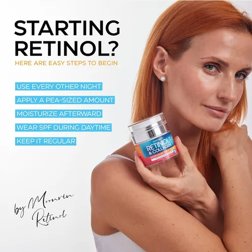 Vista 5 de Crema de retinol para cara con ácido hialurónico – Hidratante facial de colágeno para mujeres y hombres – Fórmula avanzada antienvejecimiento