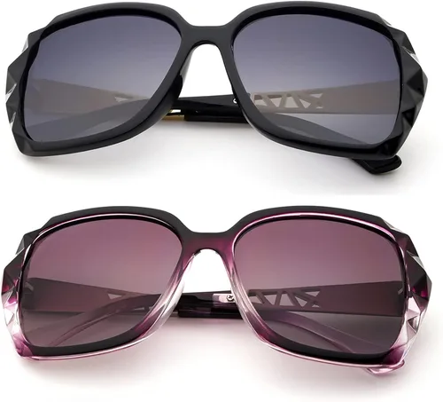 Vista 2 de LECKIRUT - Lentes de sol de gran tamaño para mujer lentes de sol clásicos y a la moda con protección UV polarizada