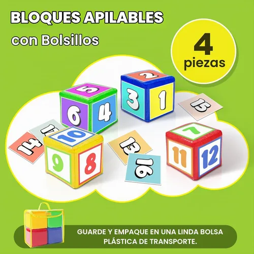 Vista 3 de Eamay Juego de 4 cubos de bolsillo para aprender, a partir de 5 meses. Juego de 2