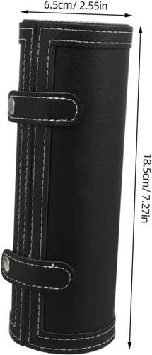 Vista 7 de Makeup Brush Organizer Case Black Leather Makeup Brush Bag with Eyebrow Pencil Holder for Women