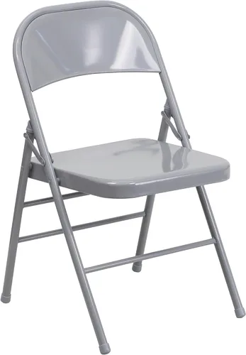 Vista 17 de Flash Furniture Serie Hércules Silla plegable de metal de triple soporte y doble bisagra - beige