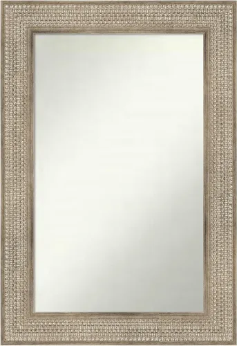 Vista 105 de Amanti Art Espejo de baño plateado para sobre fregadero, 26 x 26 pulgadas, espejo cuadrado de níquel pulido, marco de madera tradicional mediano, se