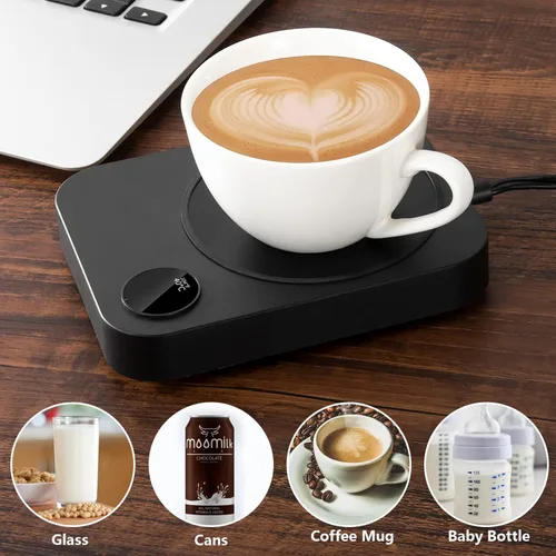 Vista 4 de Calentador de taza de café, calentador de café para escritorio con apagado automático y 3 ajustes de temperatura, calentador inteligente de taza