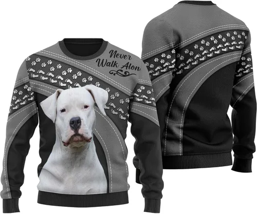 Vista 3 de DOGSOCUTE.COM Dog Never Walk Alone - Sudadera con capucha 3D con estampado de cara de perro, capa de forro polar cepillado cálido