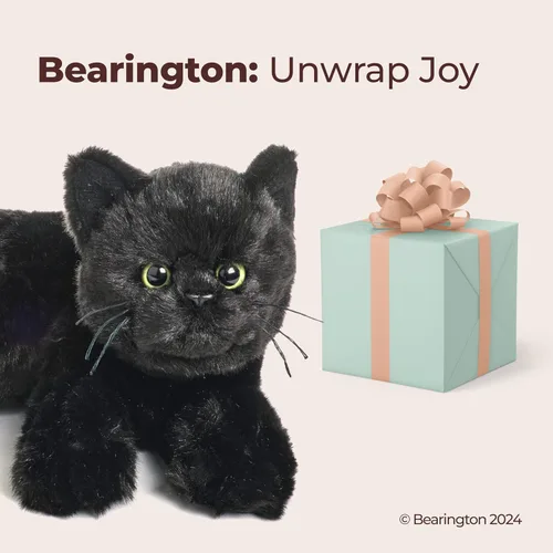 Vista 5 de Bearington Jinx Gato Negro de Peluche - Animal de Peluche de Gato Realista de 15" con Pelaje Suave y Detalles Realistas para Niños Pequeños