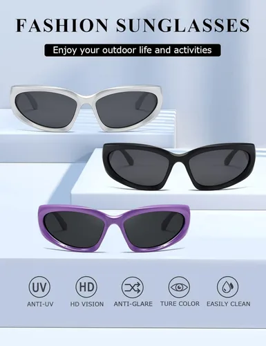 Vista 3 de kimorn Y2K K1273 - Lentes de sol polarizados envolventes para mujeres y hombres, Swift Oval Fashion Sport Shades