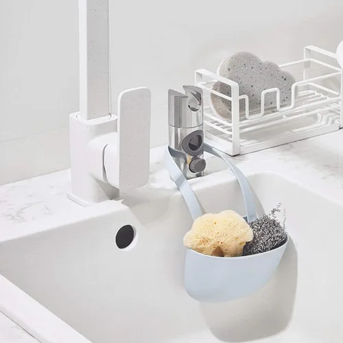 Vista 6 de Soporte de esponja para fregadero de cocina, organizador de esponja para fregadero de cocina, organizador de fregadero de cocina (azul)