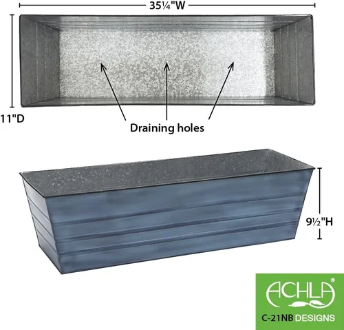 Vista 2 de Achla Designs C-21NB Caja de Ventana, Grande, Azul
