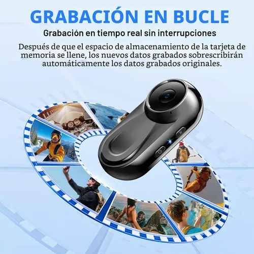 Vista 5 de Mini cámara corporal, cámara de acción de pulgar de 120° gran angular POV portátil con clip magnético/rotación de 360°, cámara de video de grabación