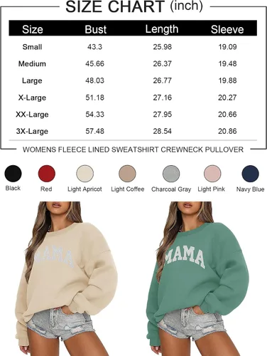 Vista 5 de LOMON Sudadera de cuello redondo para mujer, casual, de gran tamaño, sudadera con capucha de manga larga de forro polar