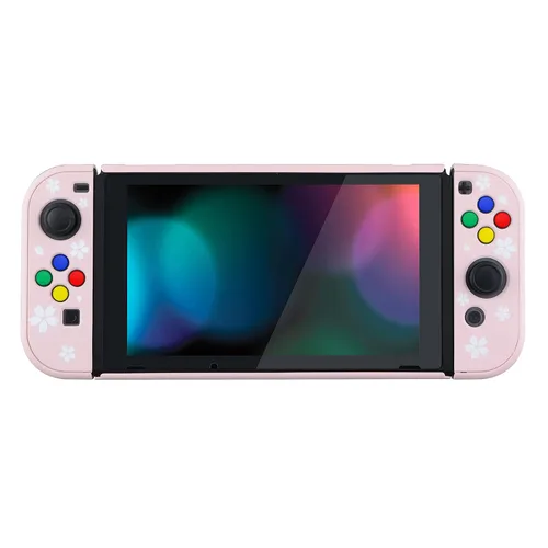Vista 6 de eXtremeRate PlayVital Back Cover for Nintendo Switch Console, NS Joycon Controller Protector Hard Shell, Dockable Protective Case with Colorful ABXY