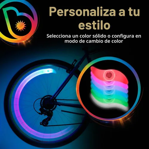 Vista 2 de Brightz SpokeBrightz Luces LED para Rueda de Bicicleta, Pack de 2 - Modos de Cambio de Color y Selección de Color - Ilumina tus Radios - Transforma
