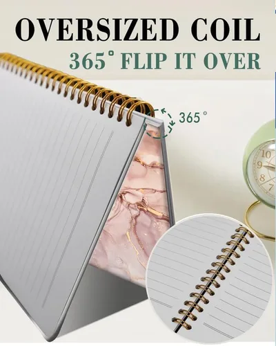 Vista 2 de Cuaderno de espiral con tapa dura A5 para mujeres y niñas, de 6 x 8.3 pulgadas, 120 páginas de papel grueso, bonito cuaderno de escritura con rayas