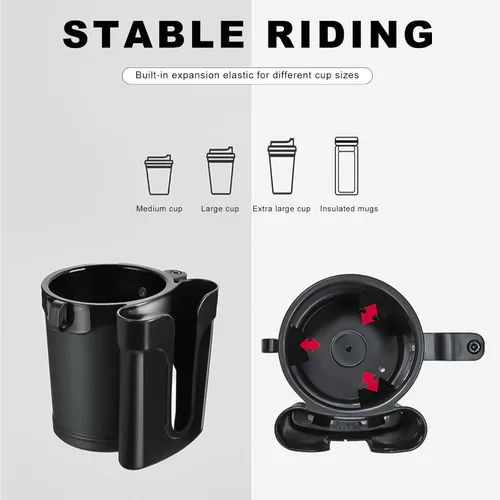 Vista 4 de Portavasos para bicicleta, soporte para botellas de agua para manillar de bicicleta con soporte para llaves de teléfono celular, jaula universal