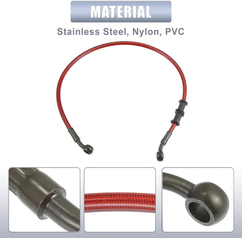 Vista 6 de X AUTOHAUX 23.6 in 23.62" Longitud 0.394 in ID motocicleta freno hidráulico manguera tubo tubo de manguera de acero inoxidable 28° cable trenzado