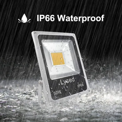 Vista 6 de Luz de inundación LED de 50 W CC 12 V-60 V, luz blanca cálida de bajo voltaje de 12 V, luz de seguridad para jardín, pared, luces de trabajo