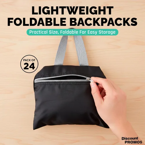 Vista 4 de DISCOUNT PROMOS Mochilas plegables de viaje ligeras - Bolsa funcional, - Personalizado - Negro, Mochilas Tradicionales