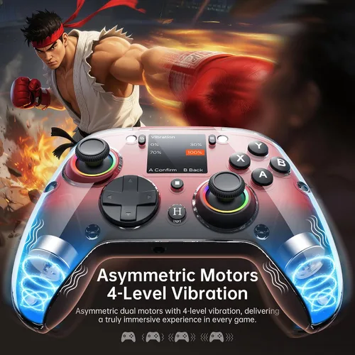 Vista 8 de GUSGU G7 Wireless Gaming Controller with Interactive Screen, 1000Hz Polling Rate, Hall Joysticks & Triggers, 4 Programmable Buttons, Compatible with