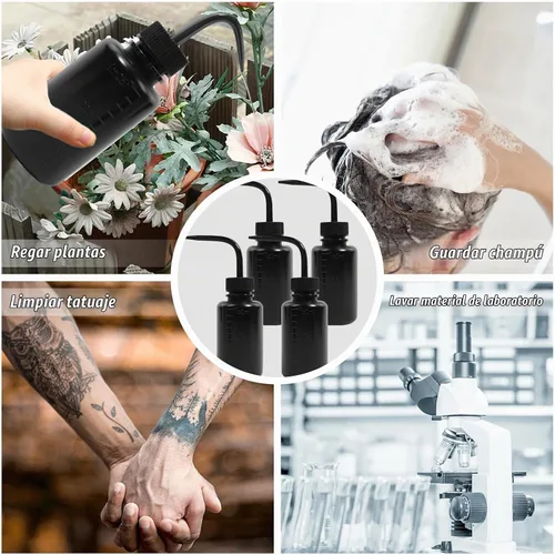 Vista 7 de Paquete de 4 botellas de lavado de tatuajes con difusor de chorro de agua (negro, 5.1 fl oz)