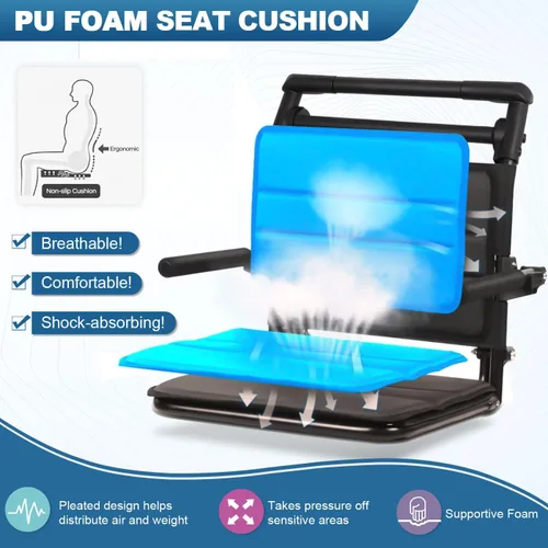 Vista 6 de Silla de ruedas ultraligera de transporte (solo 15 libras), silla de ruedas portátil plegable con freno de mano, carros para viajes en avión