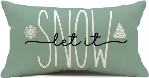 Vista 7 de Funda de Cojín para Decoraciones Navideñas Feliz Navidad, 18 x 18 Pulgadas Funda de Cojín con Frase Navideña Estilo Granja para Sofá Sillón