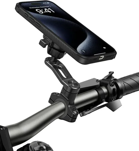 Vista 2 de A2C Kit de soporte de teléfono para bicicleta ultra seguro de un solo bloqueo con funda MagSafe para iPhone 15 Pro Max - Bloqueo y liberación 1s