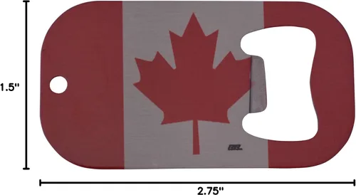 Vista 3 de Abrebotellas con bandera de arce canadiense de acero inoxidable resistente, gran idea de regalo