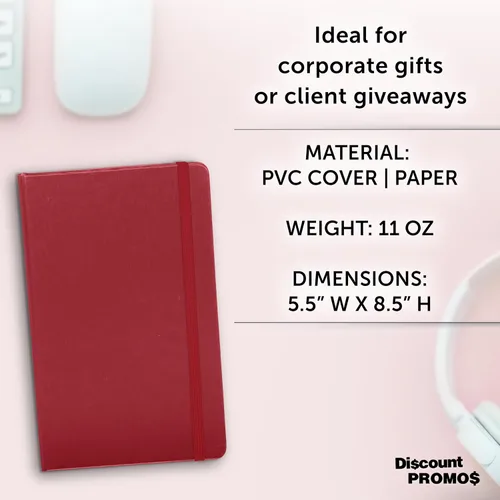 Vista 4 de DISCOUNT PROMOS Diarios personalizados de tapa dura con banda elástica de colores, paquete a granel personalizado, perfecto para la escuela