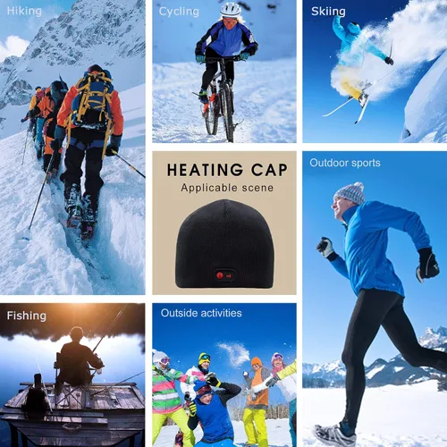 Vista 8 de Svpro Gorro con calefacción a batería - Gorro de invierno cálido recargable