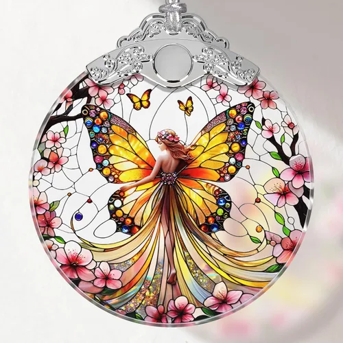 Vista 11 de Adorno de vitral, adornos de Navidad, decoraciones de árbol de Navidad, decoración de mariposa de Navidad, adornos de mariposa para árbol