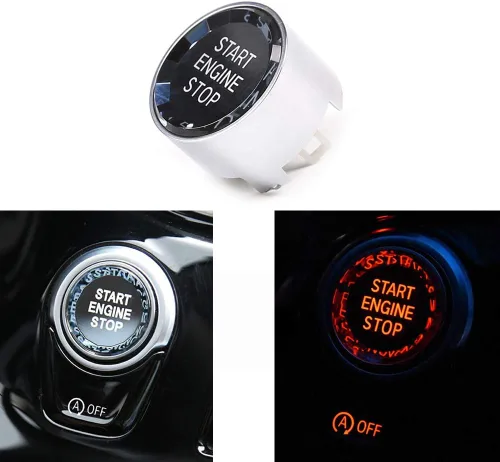 Vista 6 de Angelguoguo Cubierta de Reemplazo para Botón de Interruptor de Arranque de Motor de Cristal para BMW 1 3 5 Series E87 E90/E91/E92/E93 E60 X1 E84 X3