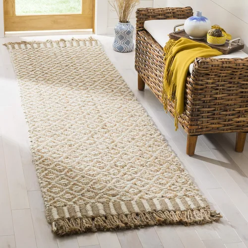 Vista 8 de SAFAVIEH Natural Fiber Collection - Alfombra decorativa de 3 x 5 pies, natural y marfil, hecho a mano, estilo bohemio con flecos, ideal para zonas