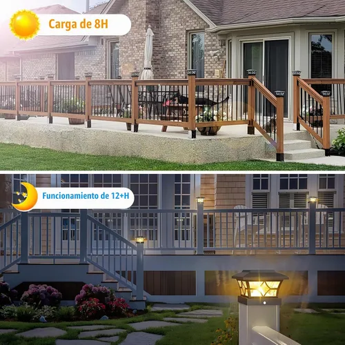 Vista 5 de VOLISUN Luces Solares para Postes de Exteriores, Luces Solares para Postes de Valla 4x4 Vinilo/Madera, Luz Solar Negra Impermeable para Poste