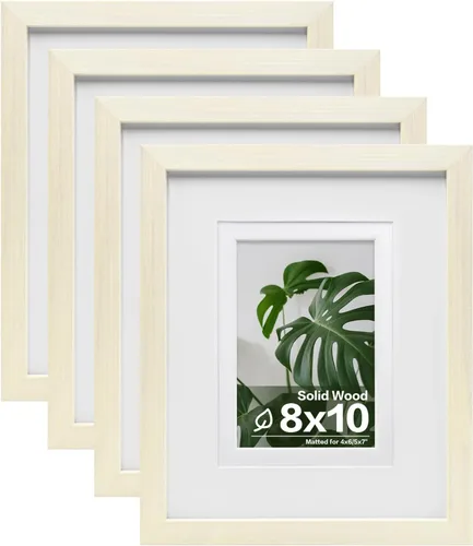 Vista 18 de Egofine - Juego de 4 portarretratos A4 de madera maciza y cubierta de plexiglás de 4 x 6/6 x 8 pulgadas con paspartú o A4 sin paspartú, para mesa