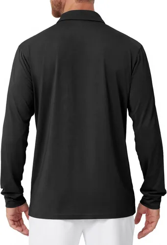 Vista 3 de NAVISKIN Camisas polo de manga larga para hombre, camisas de golf con cuello UPF 50 SPF para hombre, secado rápido, absorbe la humedad