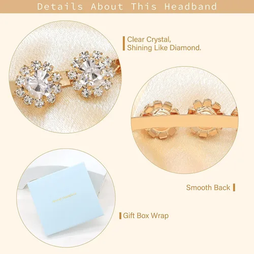 Vista 6 de Diadema de boda con cristal y accesorios para el cabello (dorado, 5.5 pulgadas)