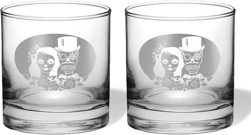 Vista 4 de Alterd Industries Calavera de azúcar – Til Death Do Us Part grabado, vasos de tostado, regalos de boda para parejas, calavera de copa de vino
