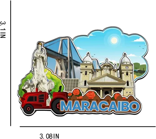 Vista 3 de Maracaibo Venezuela imán de nevera imán de madera 3D monumentos de viaje coleccionables recuerdos decoración hecha a mano -2155
