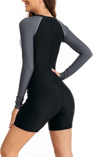 Vista 6 de YATEEN Traje de baño de una pieza para mujer, de manga larga, con protección contra erupciones