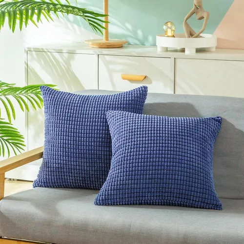 Vista 8 de CaliTime Fundas de Almohada Decorativas Paquete de 2 Cómodas de Pana Acanalada a Rayas Waffle Fundas de Cojines Decorativos para Sofá Cama