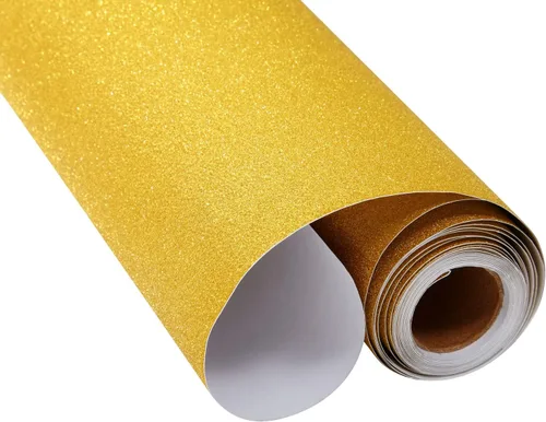 Vista 7 de Bright Creations Rollo de papel dorado para póster, rollo de papel adhesivo para manualidades y álbumes de recortes, hojas de purpurina dorada