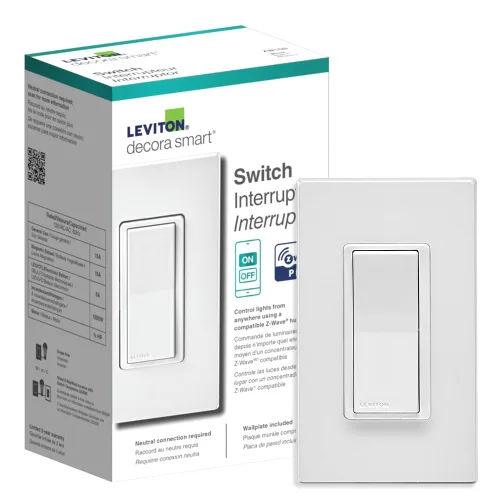 Vista 10 de Leviton Decora Smart Dimmer Z-Wave Serie 800, ZW6HD-1RW, Blanco