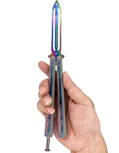 Vista 2 de Herramienta de práctica con diseño de color genial, cuchillo mariposa de entrenamiento resistente y duradero para principiantes