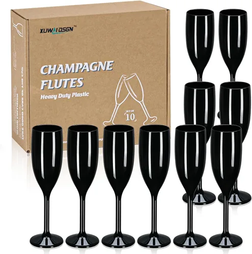 Vista 18 de XUWAIDSGN Copas de champán acrílicas, copas para brindar, vasos irrompibles para bar de mimosa, copas de vino reutilizables, copas de champán