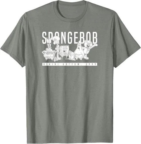 Vista 30 de Bob Esponja Vintage Group Simple Logo Camiseta, Negro
