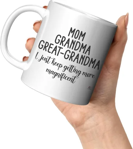Vista 4 de ODDITEES Taza de café con texto en inglés "I Just Keep Getting More Magnificent" con texto en inglés "I Just Keep Getting More Magnificent