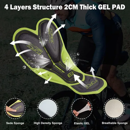 Vista 7 de Pantalones cortos de ciclismo de 6 horas y 500 KM, pantalones cortos de ciclismo con relleno de gel 3D para hombre, mallas de ciclismo a prueba