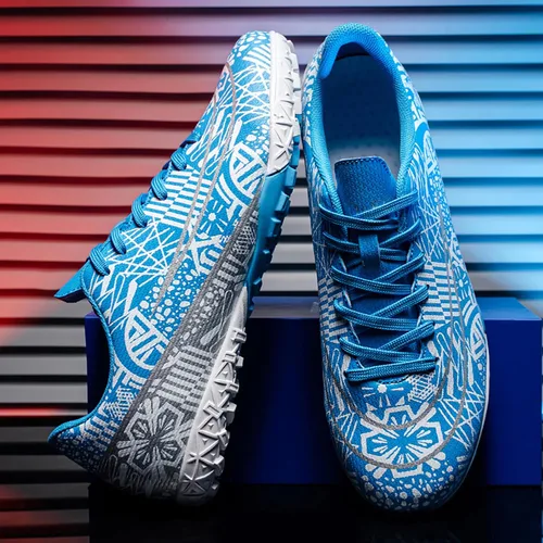 Vista 3 de DKHHN Zapatos de fútbol para hombre, bajos y con cordones, antideslizantes, para interiores, fútbol sala de fútbol americano, TF, tacos de césped